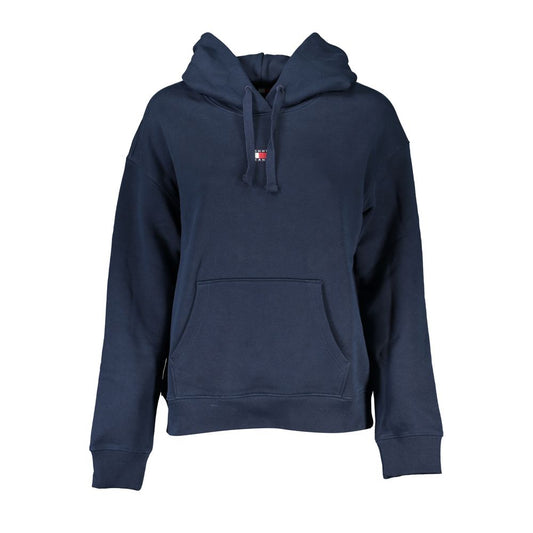 Chic Blue Hooded Sweatshirt with Logo Detail