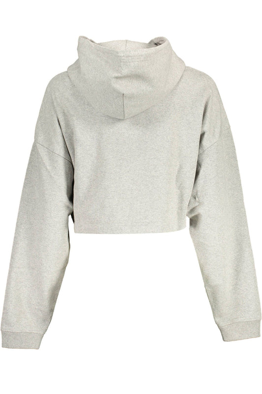 Chic Gray Embroidered Hoodie With Sleek Logo