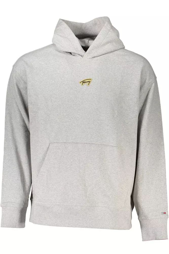 Chic Gray Hooded Sweatshirt with Signature Embroidery