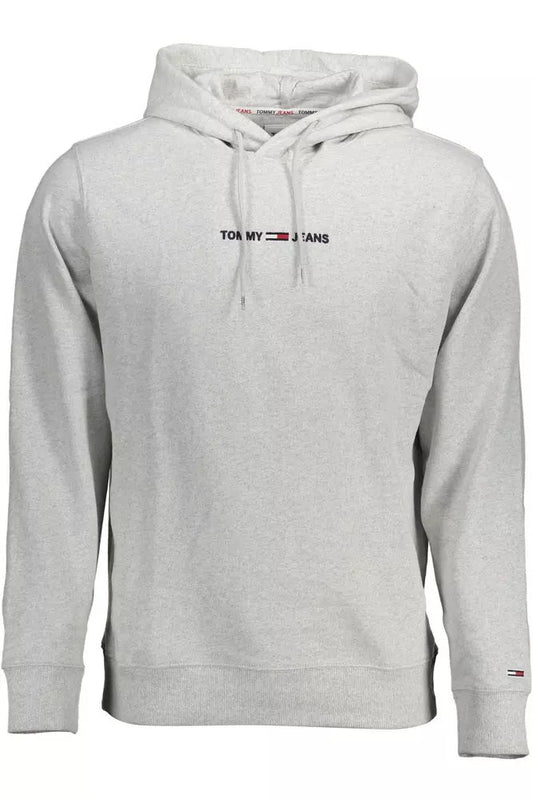 Sleek Gray Embroidered Hoodie