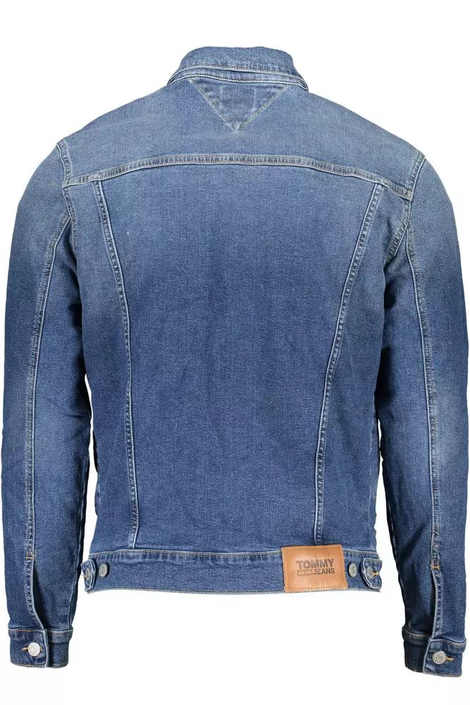 Chic Blue Denim Jacket with Embroidered Logo