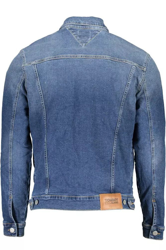 Chic Blue Denim Jacket with Embroidered Logo