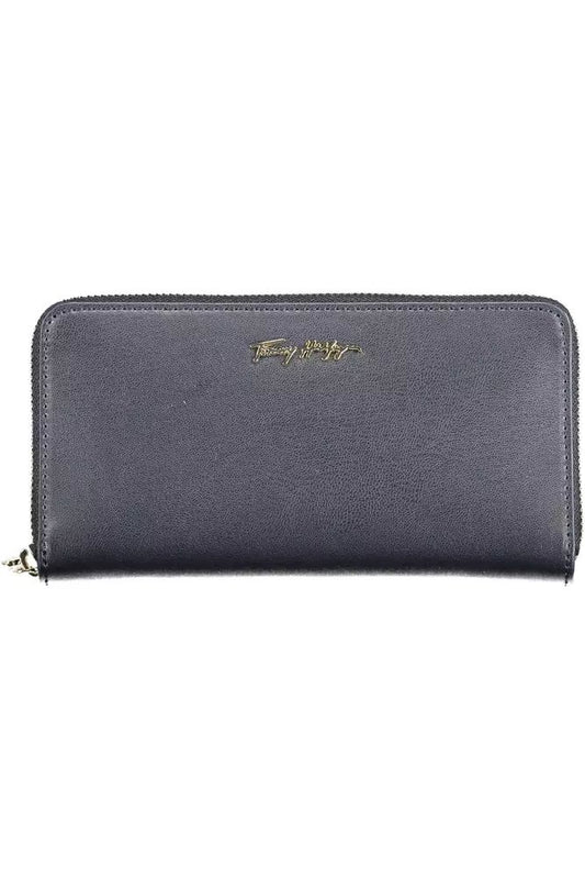 Chic Blue Zip Wallet with Multiple Compartments