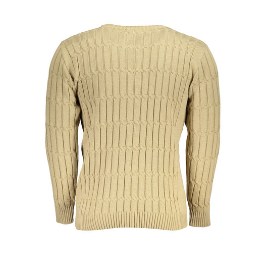 Elegant Beige Long Sleeve Crew Neck Sweater