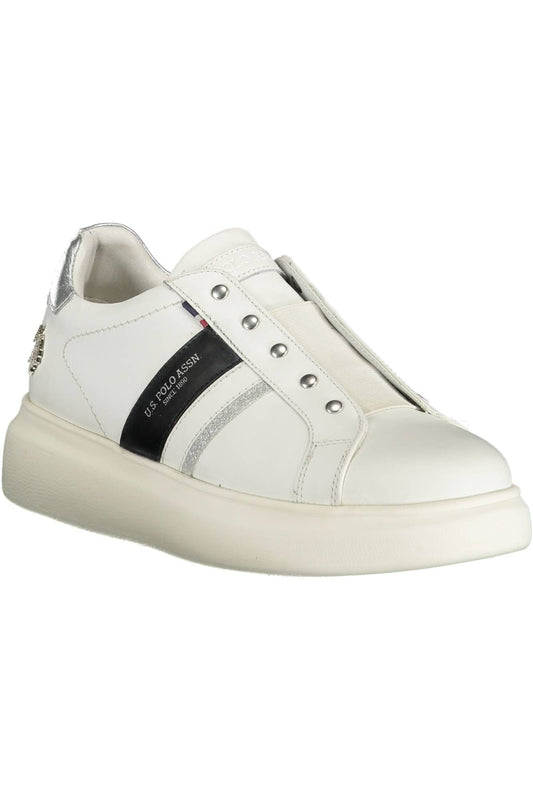 Chic White Sporty Sneakers with Contrasting Accents