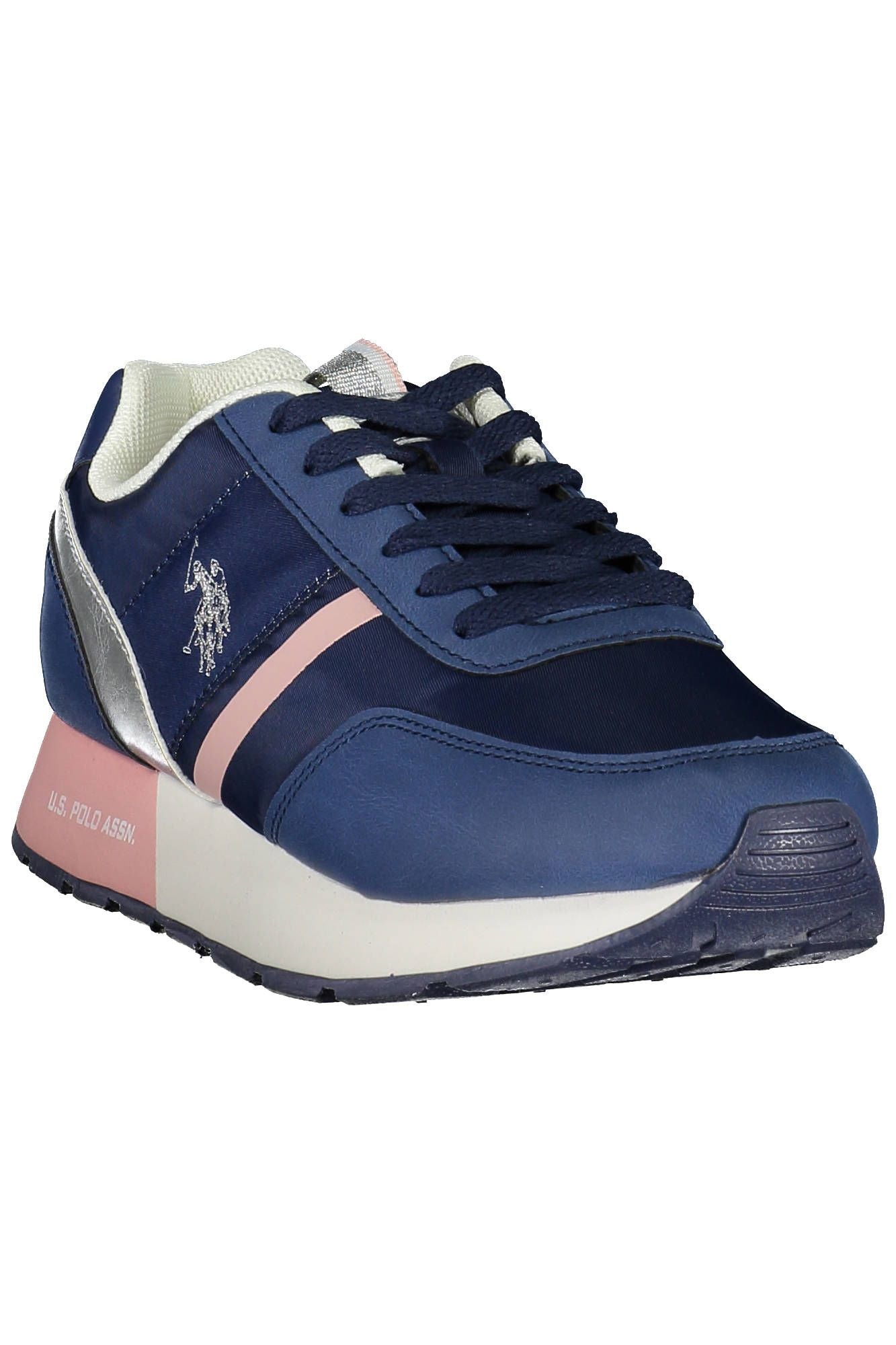 Chic Blue Lace-Up Sneakers with Logo Accent