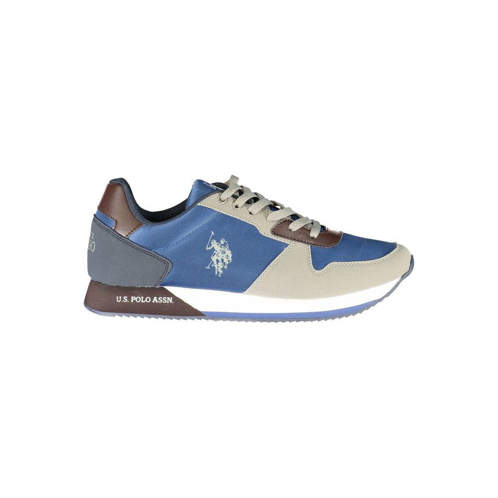 Sleek Blue Lace-Up Sports Sneakers