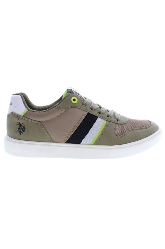 Sleek Green Sports Sneakers With Logo Detail