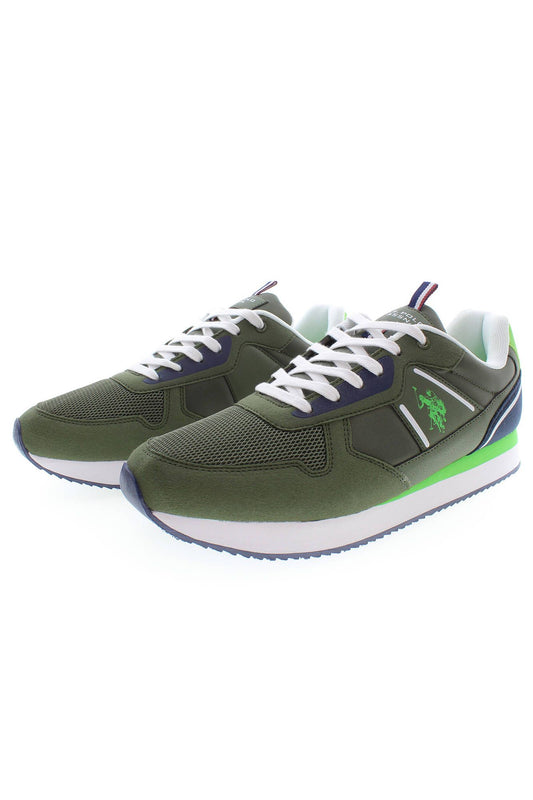 Sleek Green Sneakers with Iconic Logo Detailing