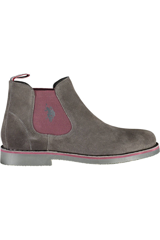 Elegant Gray Ankle Boots with Contrasting Details