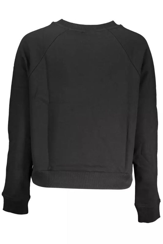 Sleek Black Cotton Sweatshirt with Logo Print