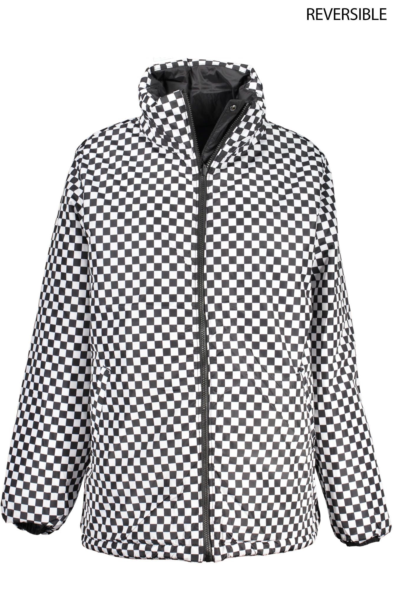 Reversible Black Check Long Sleeve Jacket