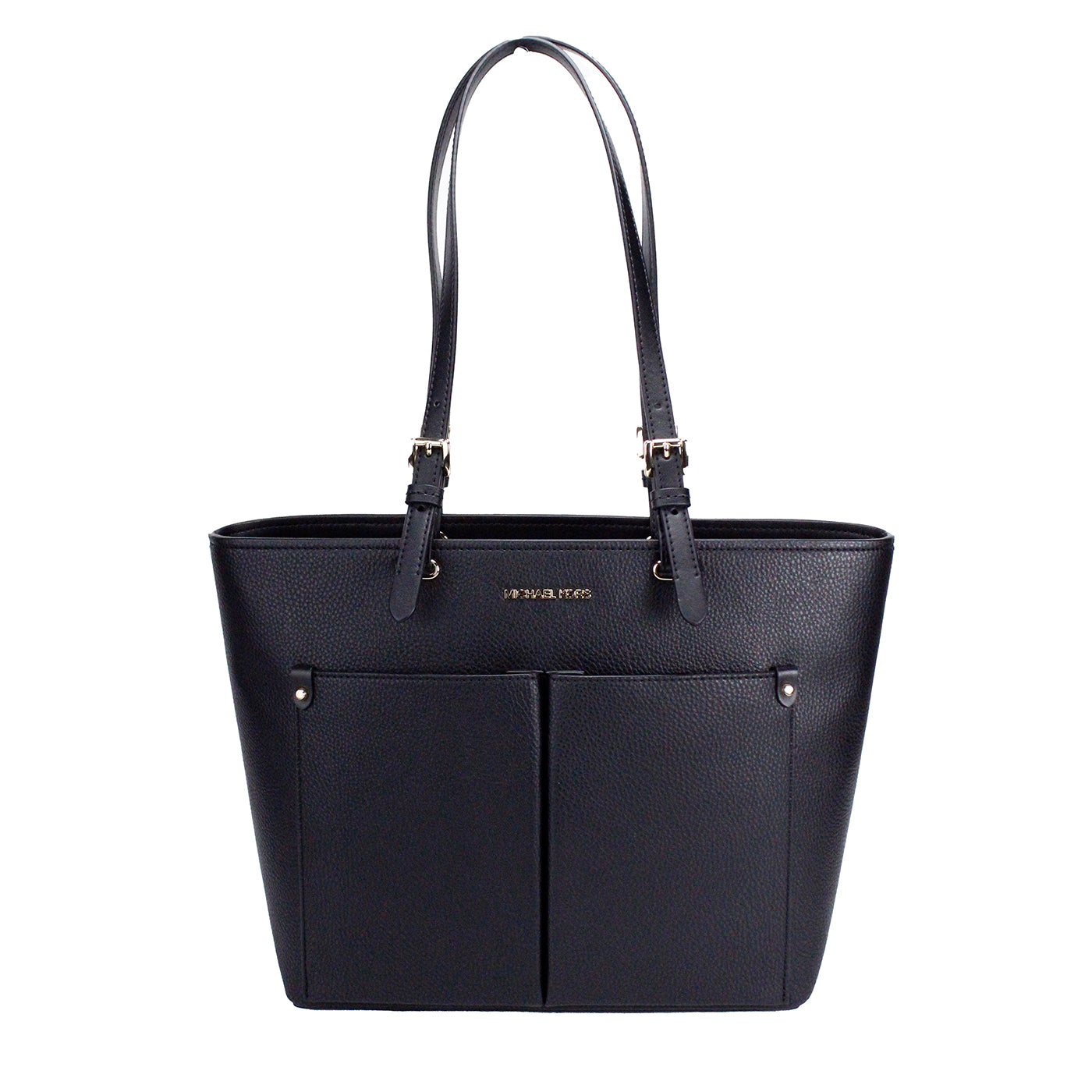 Jet Set Medium Black Vegan Leather Double Pocket Tote Bag