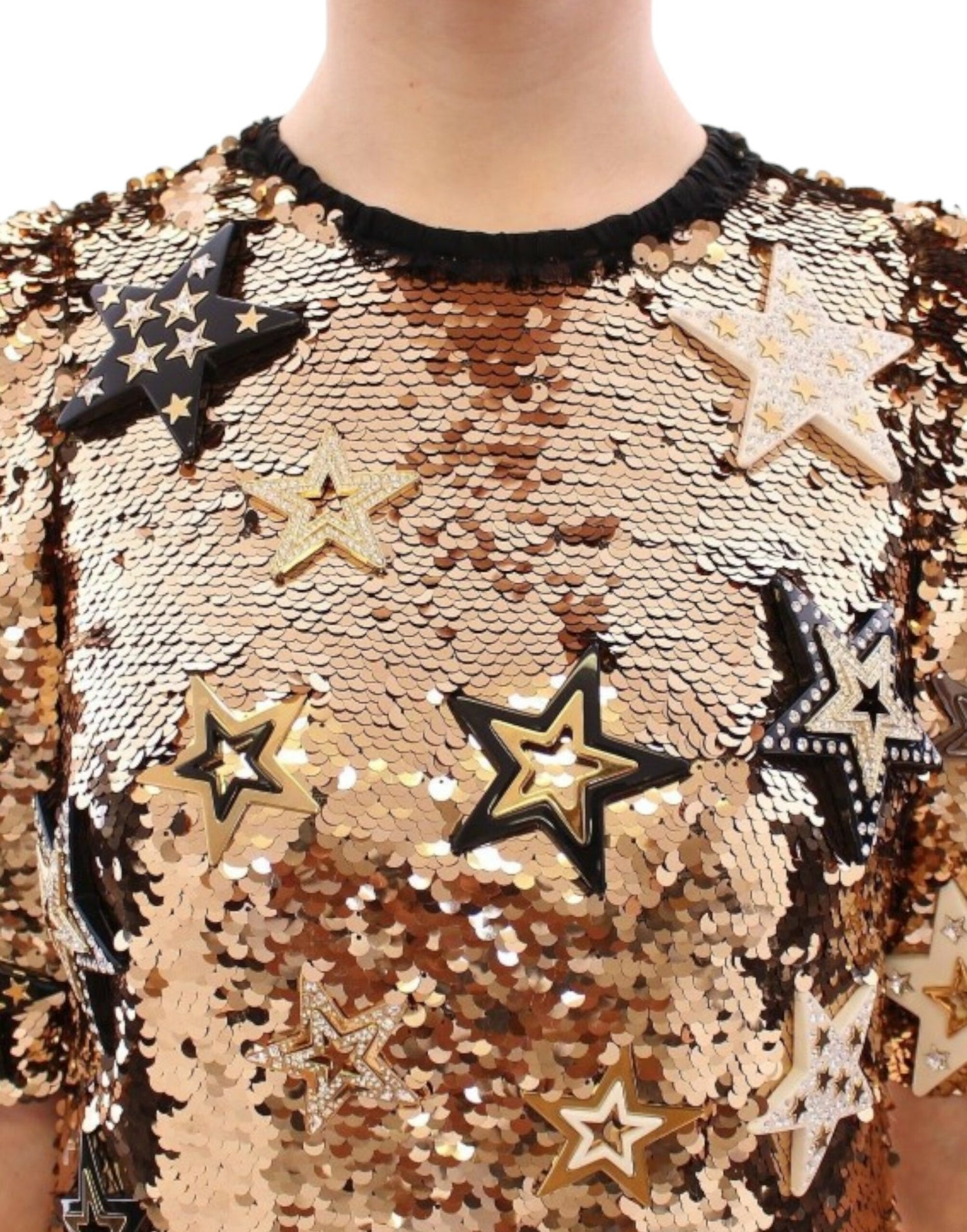 Masterpiece gold sequined crystal swarovski dress