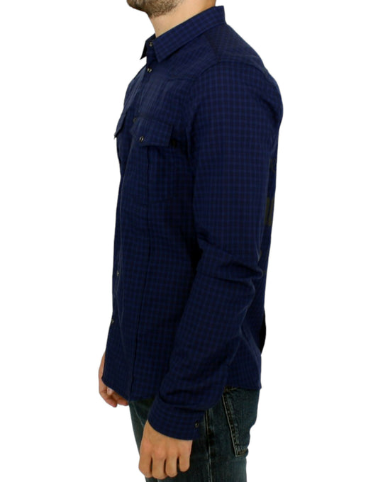 Blue checkered cotton shirt