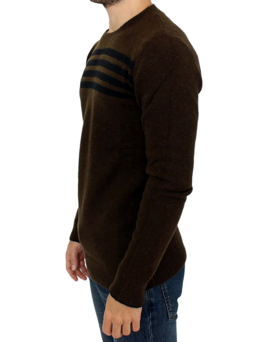 Brown striped crewneck sweater