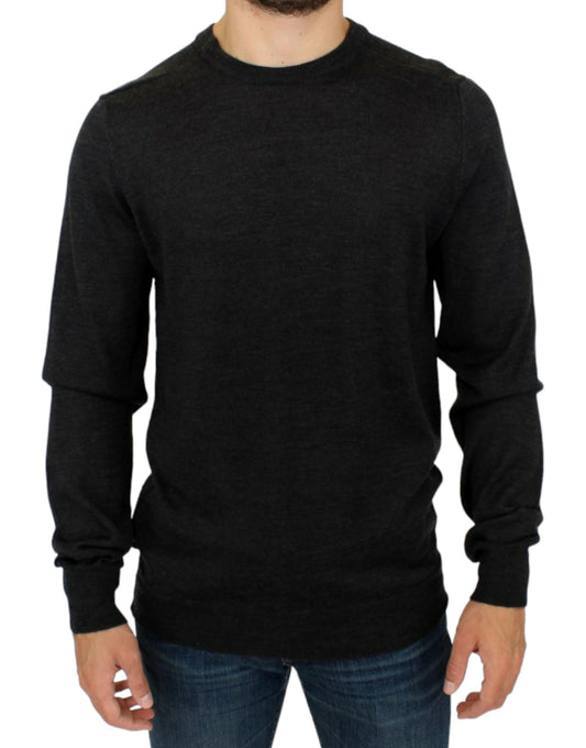 Gray crewneck pullover sweater