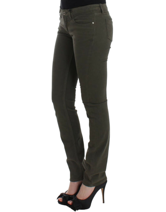 Green slim leg jeans