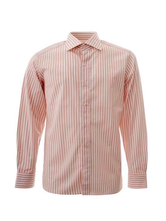 Elegant Striped Pink Cotton Shirt for Men