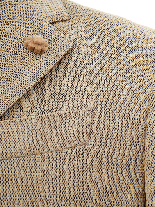 Timeless Beige Linen Deconstructed Jacket