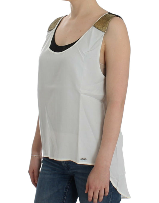 White sleeveless top