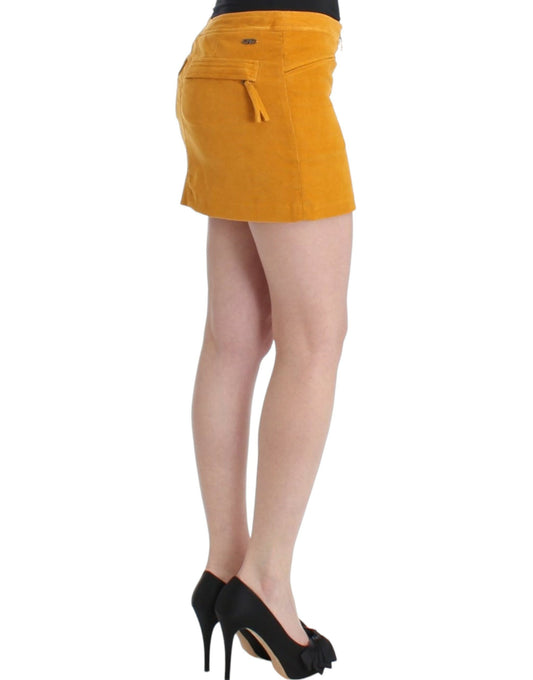 Yellow corduroy mini skirt