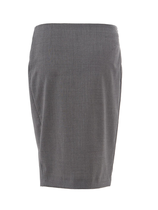 Elegant Grey Wool Pencil Skirt