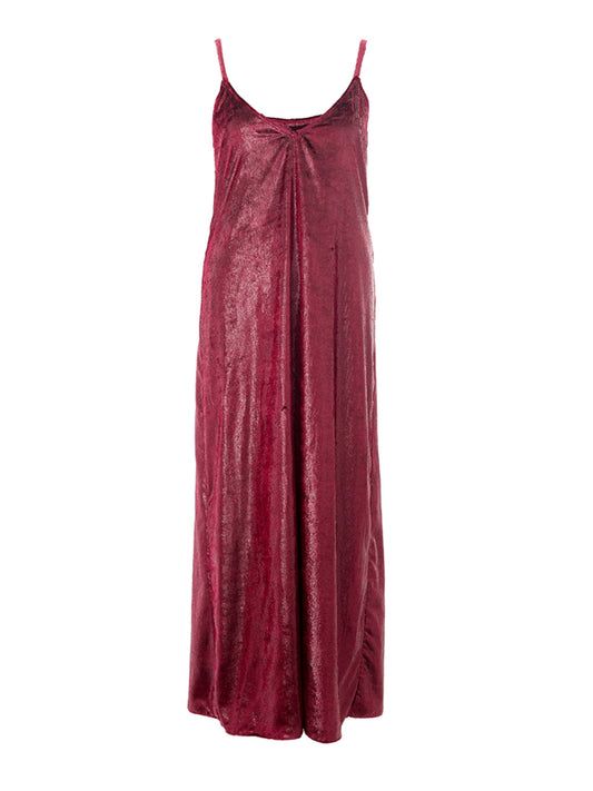 Bordeaux Velvet Elegance Long Dress