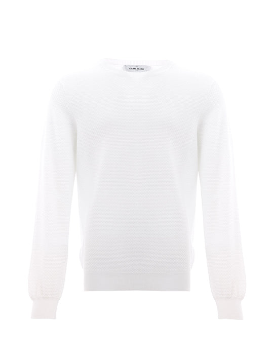 Elegant White Cotton Jumper for Men