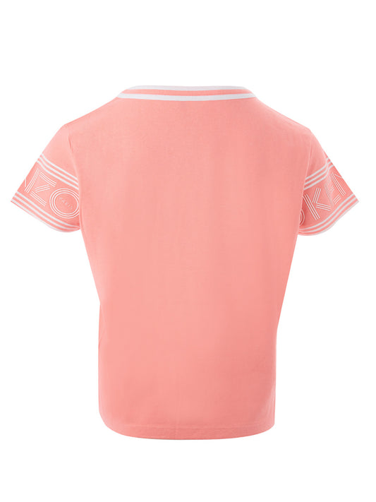 Elegant Pink Logo Sleeve Tee for Stylish Males