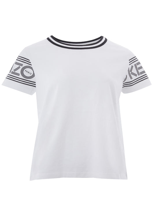 Sleek White Logo Sleeve T-Shirt