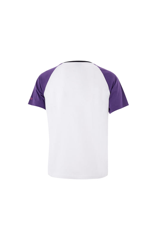 Chic White Cotton T-Shirt with Purple Accents