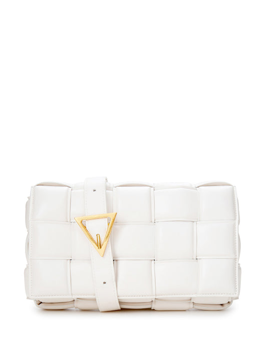 Elegant Padded White Leather Crossbody Bag