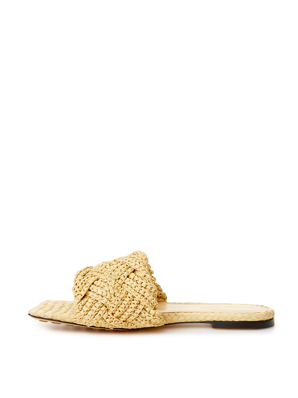 Beige Raffia Mule with Maxi Intreccio Detail