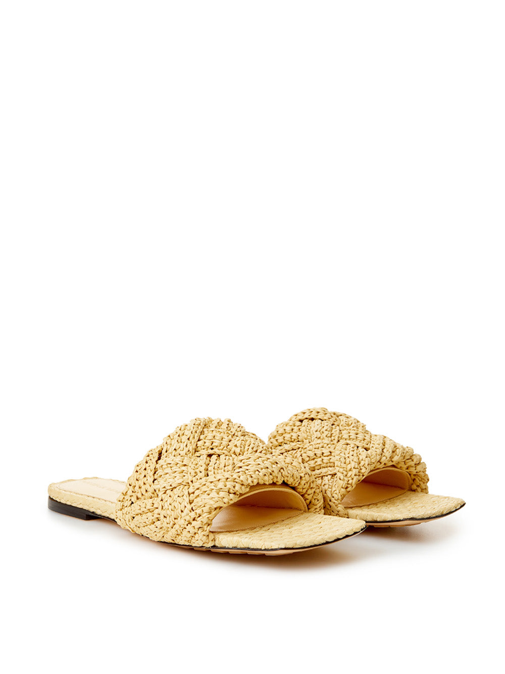 Beige Raffia Mule with Maxi Intreccio Detail