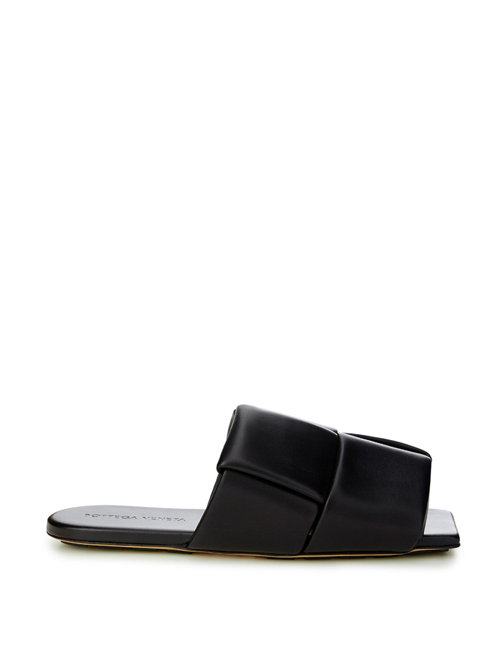 Elegant Black Leather Maxi Intreccio Mule