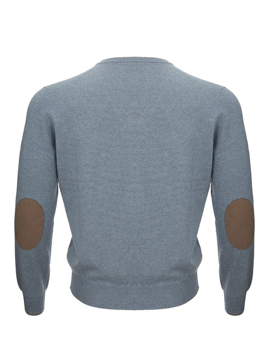 Elegant Grey Cashmere V-Neck Sweater