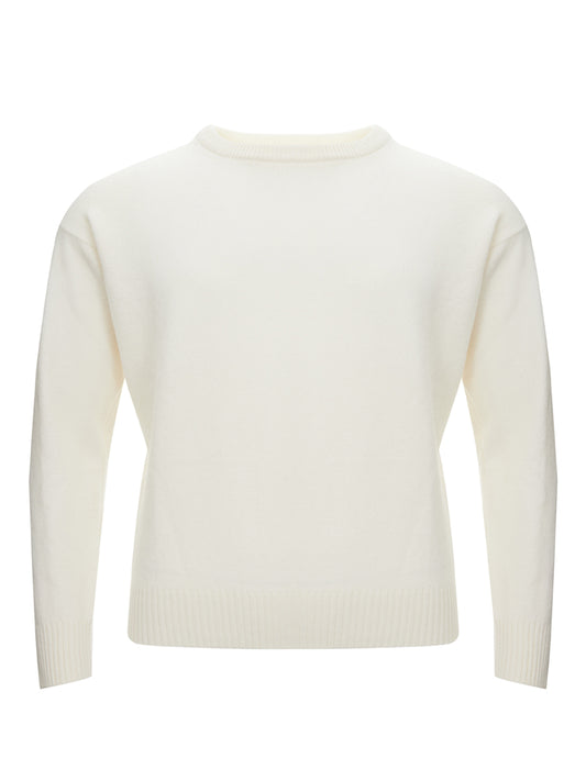 Elegant White Geelong Wool Sweater