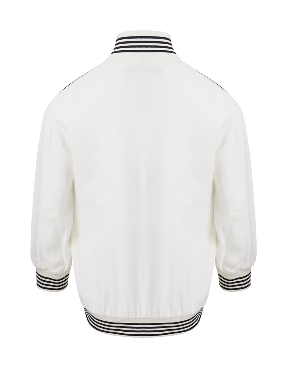 Elegant White Embroidered Zip Sweatshirt