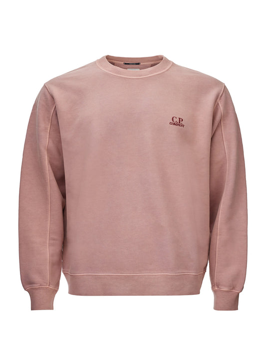 Powder Pink Embroidered Logo Cotton Sweatshirt