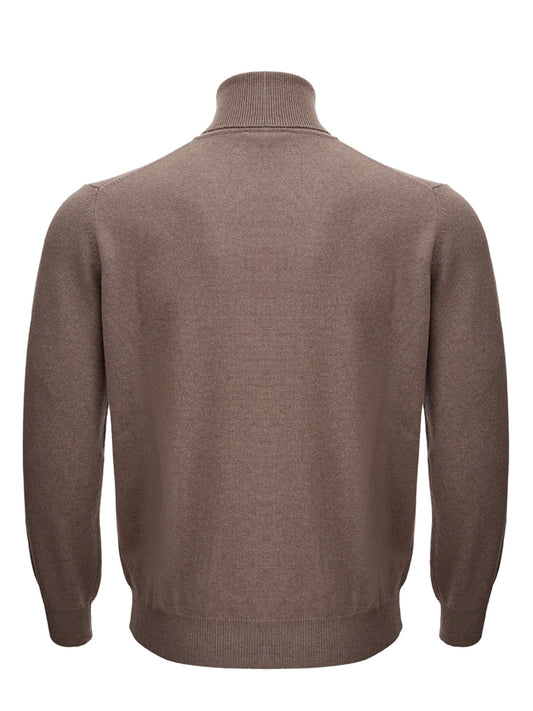 Elegant Dove Grey Turtleneck Wool Blend Sweater