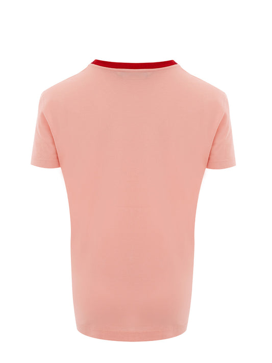 Elegant Pink Cotton Tee with Logo Print