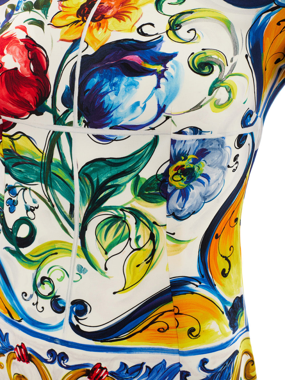 Elegant Maiolica Print Silk Top