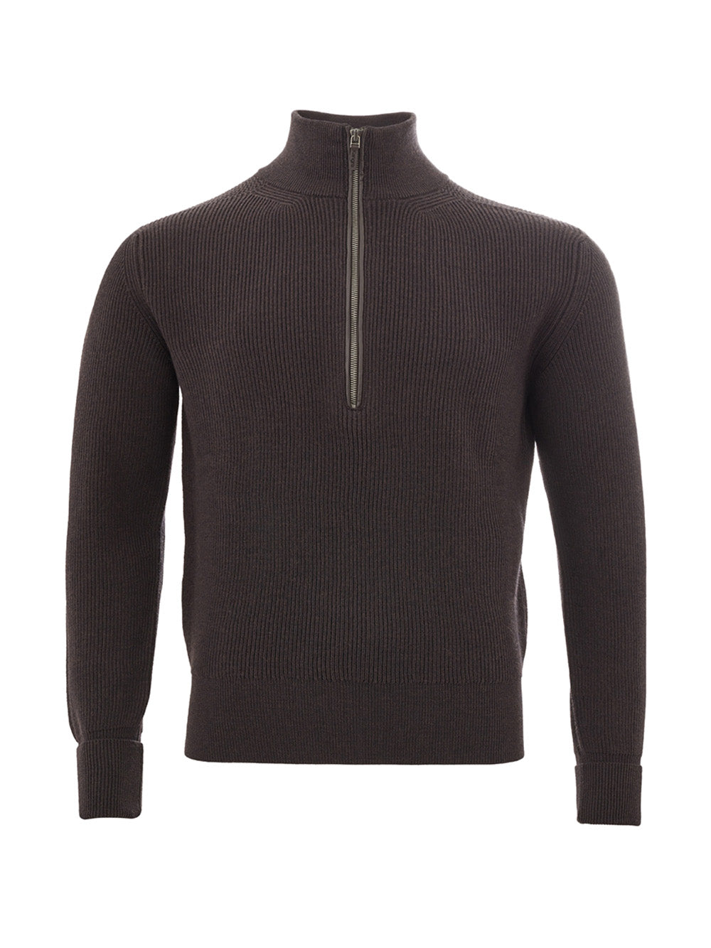 Italian Wool Turtleneck Jumper in Rich Brown