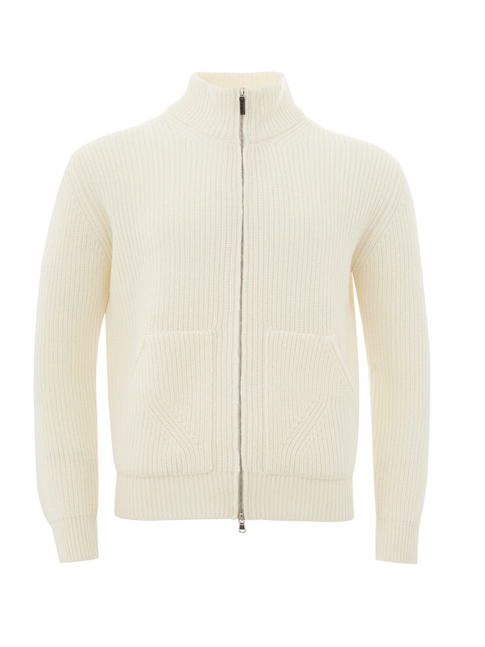 Elegant White Wool Turtleneck Jumper