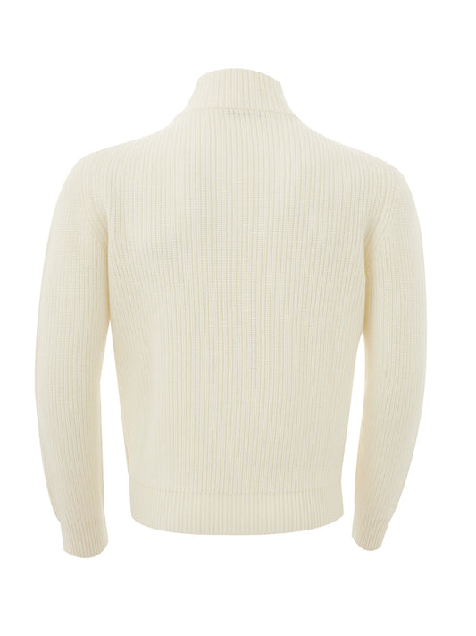 Elegant White Wool Turtleneck Jumper