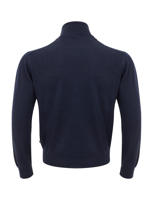 Elegant Blue Wool Turtleneck Sweater