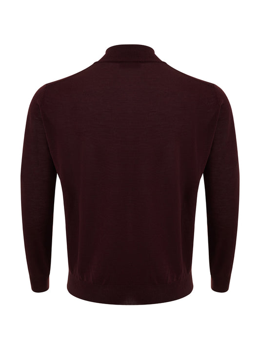 Elegant Red Purple Wool Turtleneck Jumper