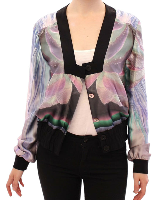 Multicolor silk blouse jacket