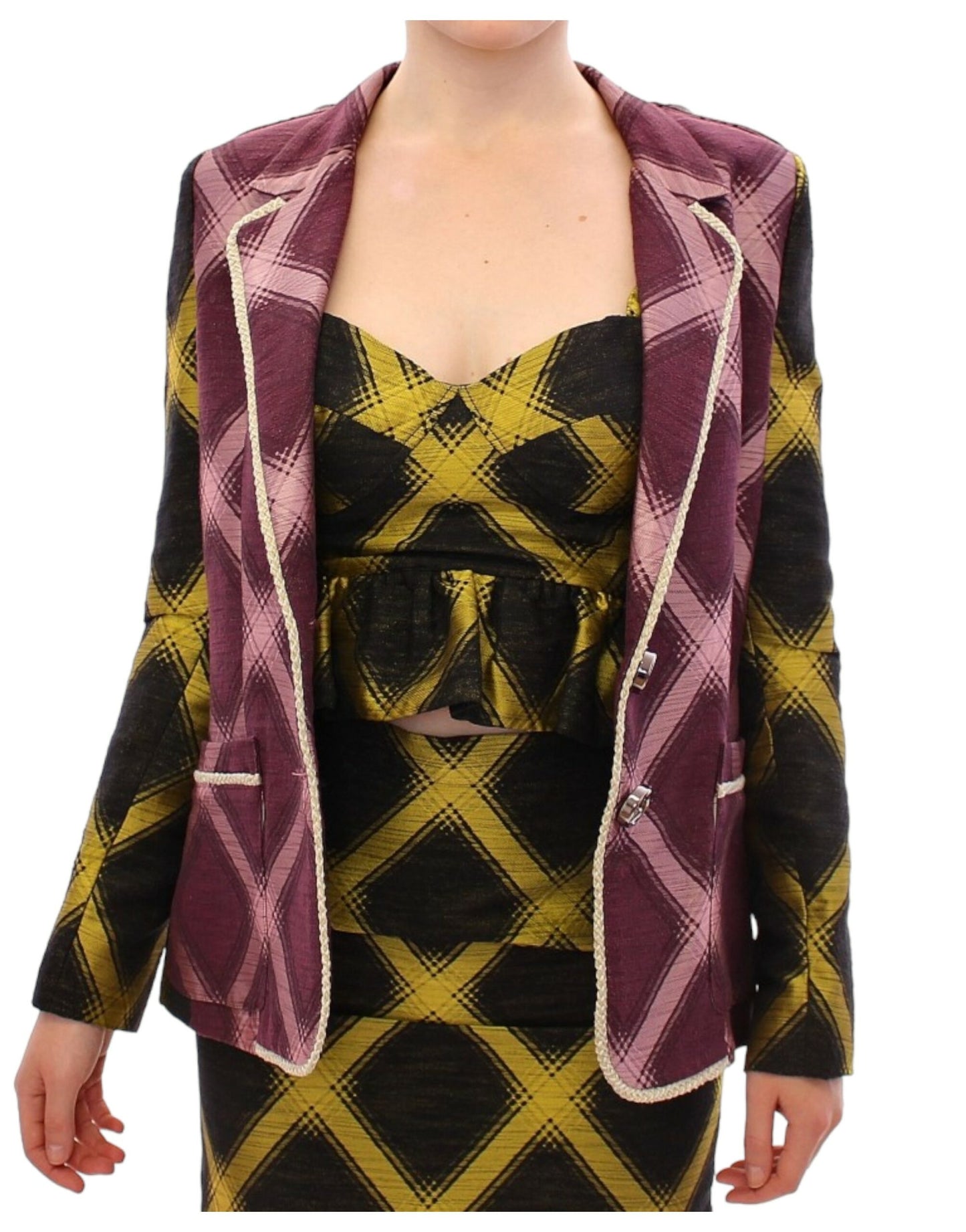 Purple checkered blazer jacket